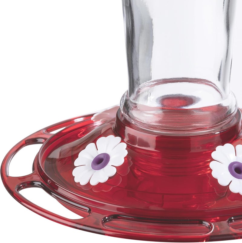 More Birds Ruby Hummingbird Feeder with Glass Nectar Bottle and 4 Feeding Stations - Image 3